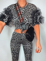 LEOPARD PRINT LOUNGE SET BLACK