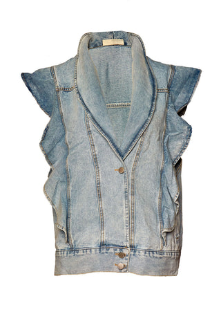 SLEEVELESS DENIM JACKET BLUE