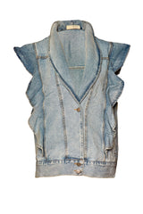 SLEEVELESS DENIM JACKET BLUE